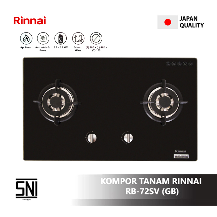 Rinnai Kompor Tanam 2 Tungku Simplicity - RB72SV GB